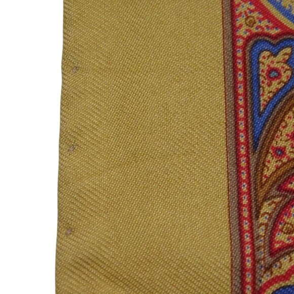 205163AX (S1) Etro Scarf Mini Paisley Ocher Silk - Picture 8 of 11